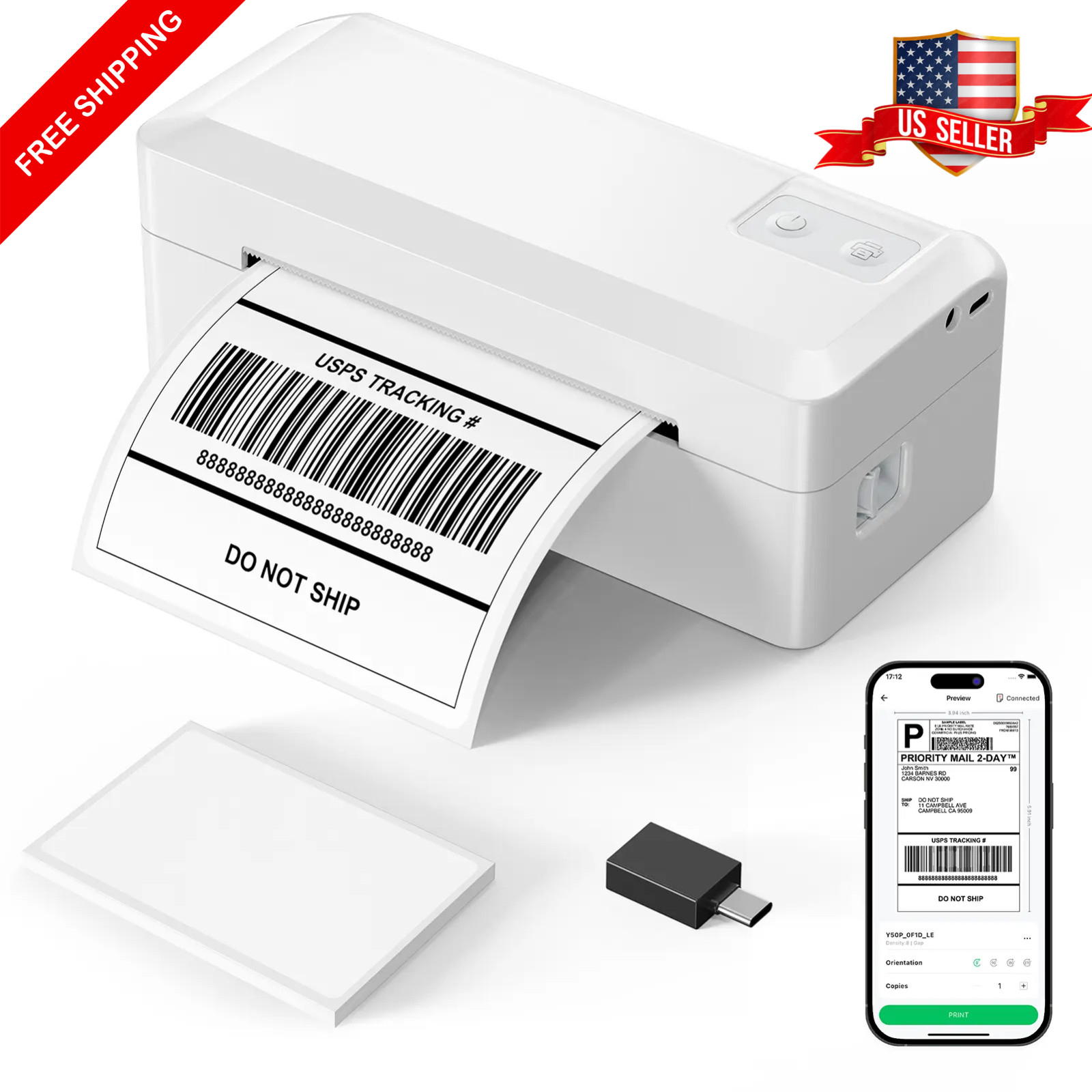 KNAON Bluetooth Thermal Shipping Label Printer 4x6