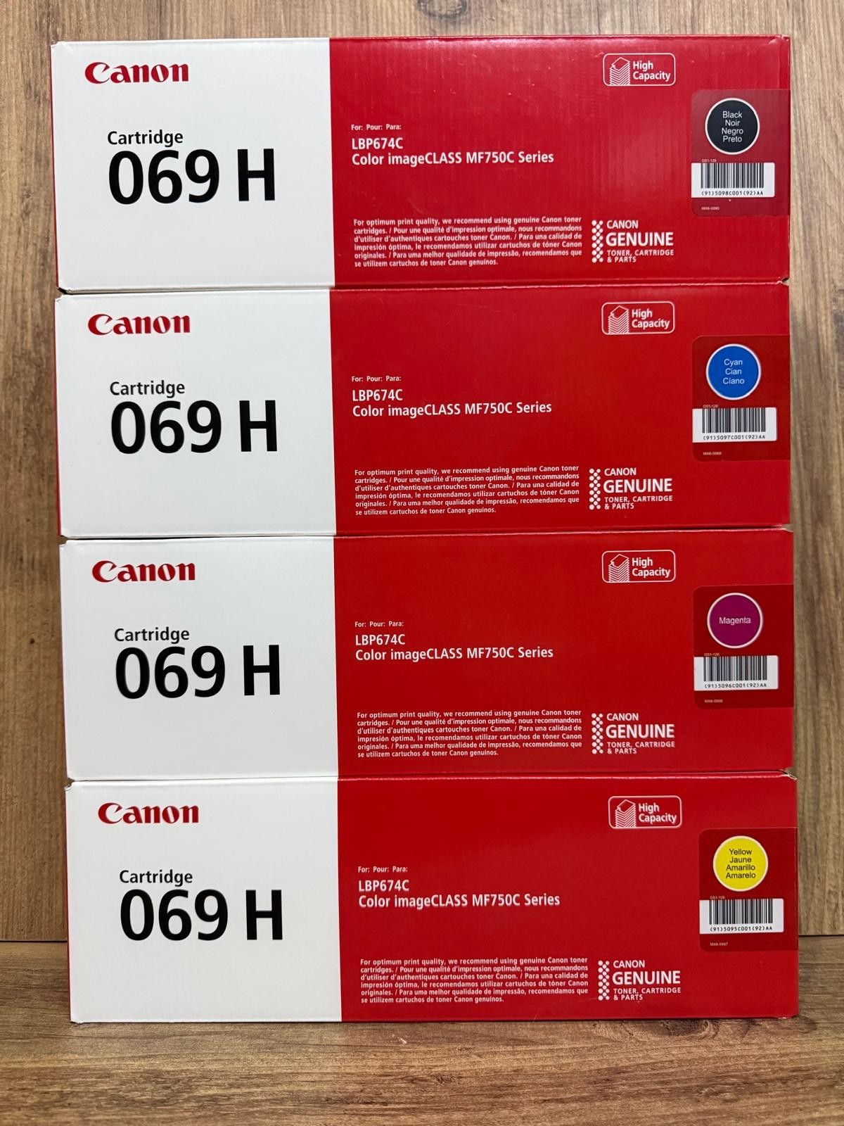 Genuine Canon 069H High Yield Toner Set BK/C/M/Y MF751Cdw MF753Cdw LBP674Cdw