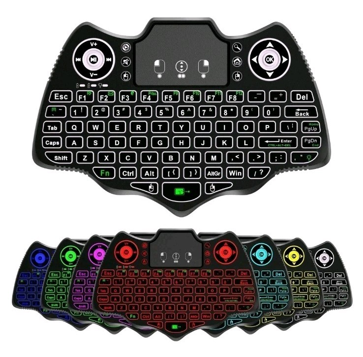 V18 Mini Wireless Keyboard Backlit Multilingual 2.4G+BT4.2 Air Mouse Touchpad