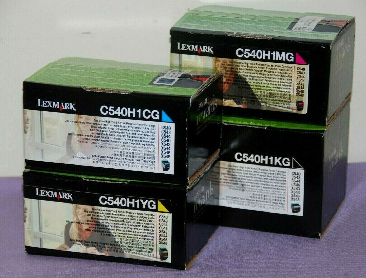 Lexmark Full Set C540H1YG/KG/MG/CG (YKMC) High Yield Print Cartridges~New Sealed