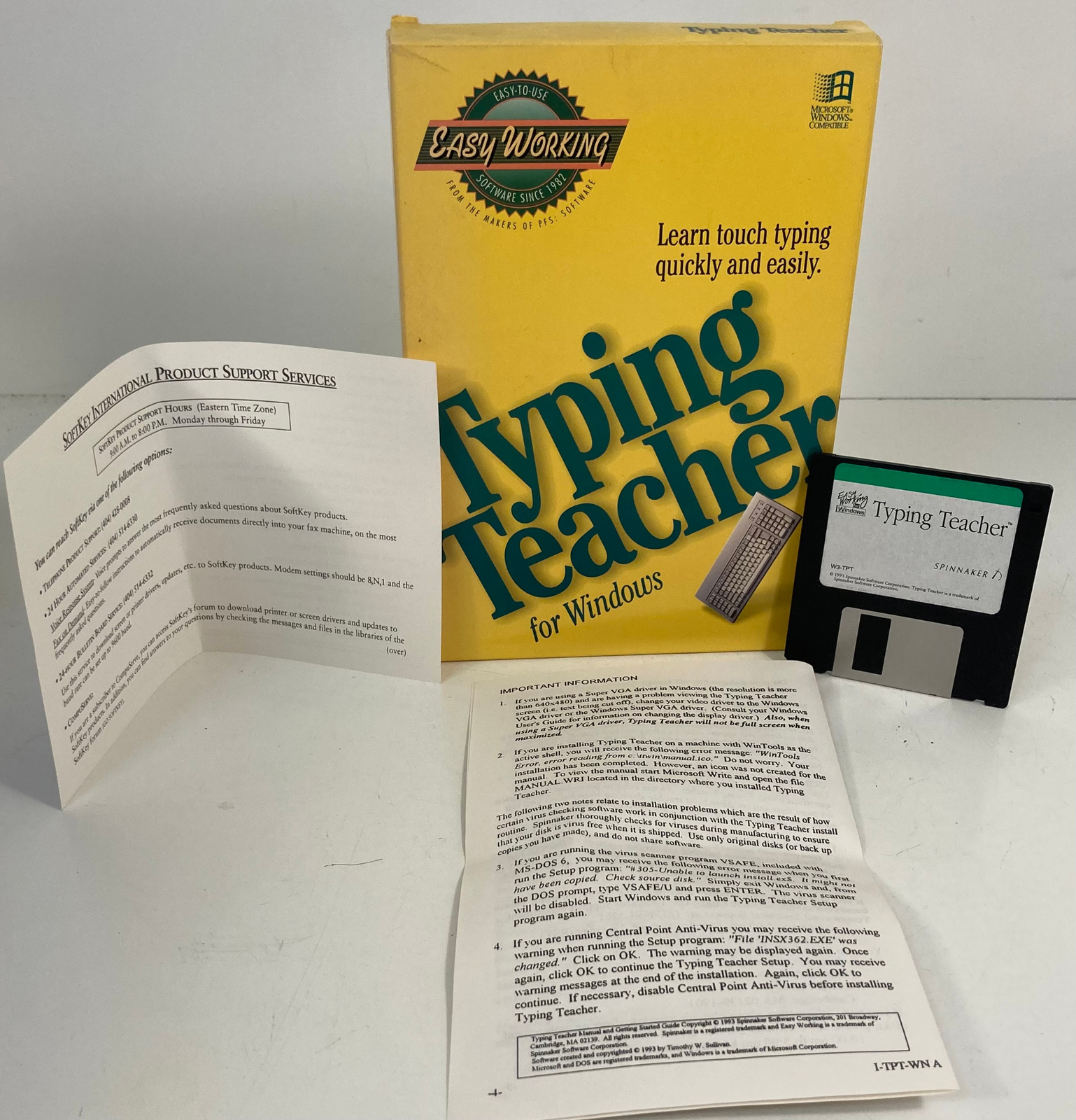 Easy Working Spinnaker Typing Teacher For Windows 3.5" Diskette Floppy