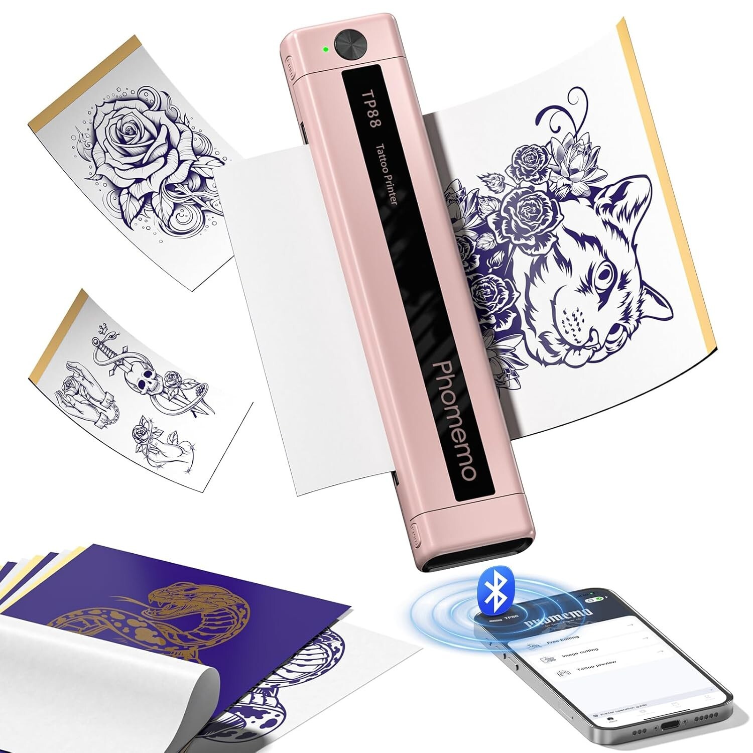 Phomemo TP88 Tattoo Stencil Machine- Tattoo Transfer Printer with 10pcs Transfer