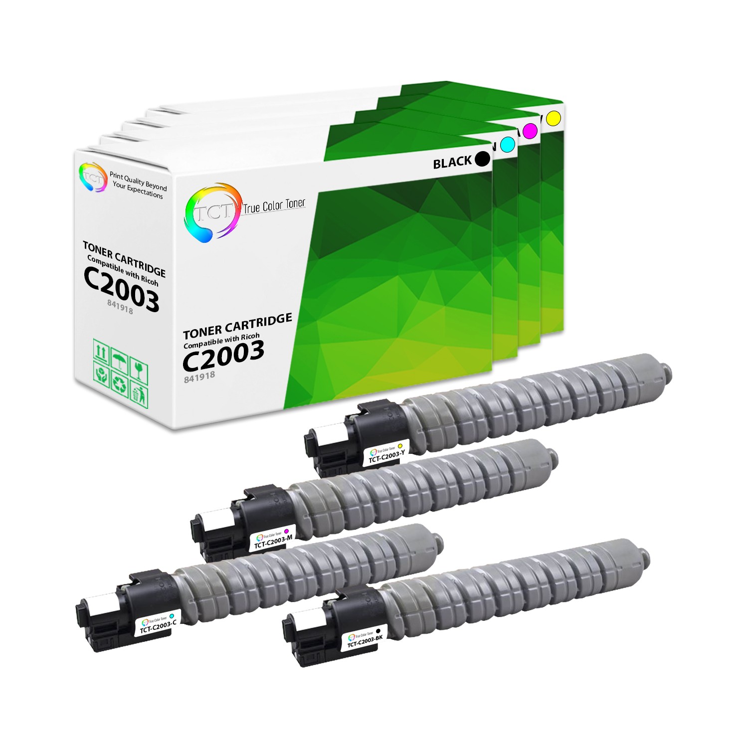 4Pk TCT Premium C2003 BCMY for Ricoh Aficio MP C2003 2503 Compatible Toner