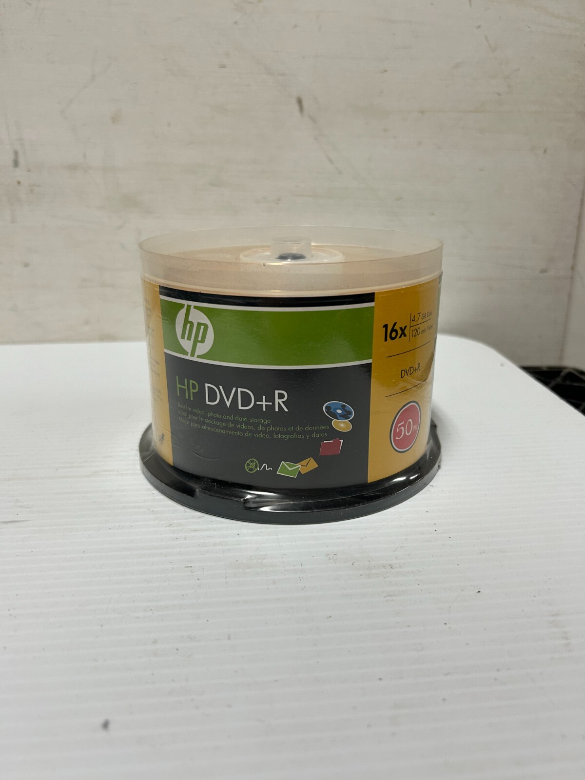 NEW SEALED 50 Pack HP DVD+R 4.7GB 16x 120 Minute Video (fc212-1/b1564)
