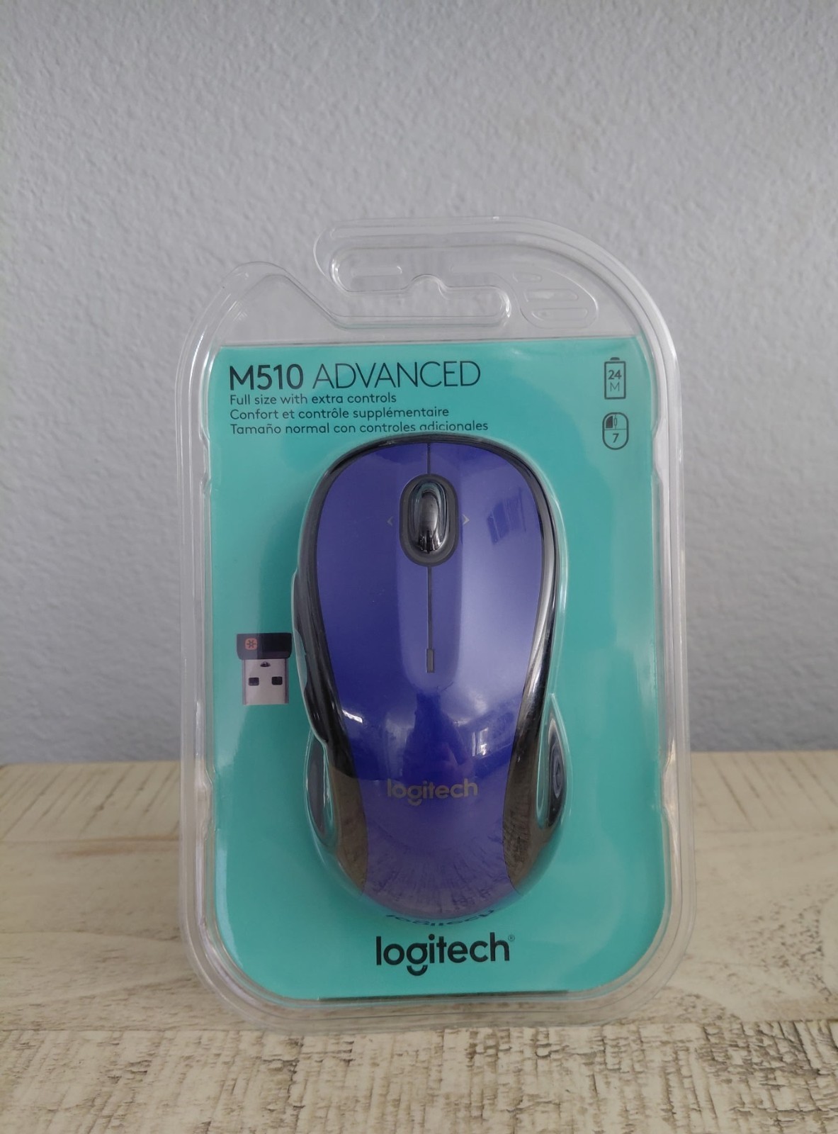 Logitech M510 Wireless Mouse Advanced Dark Blue Ergonomic Design New
