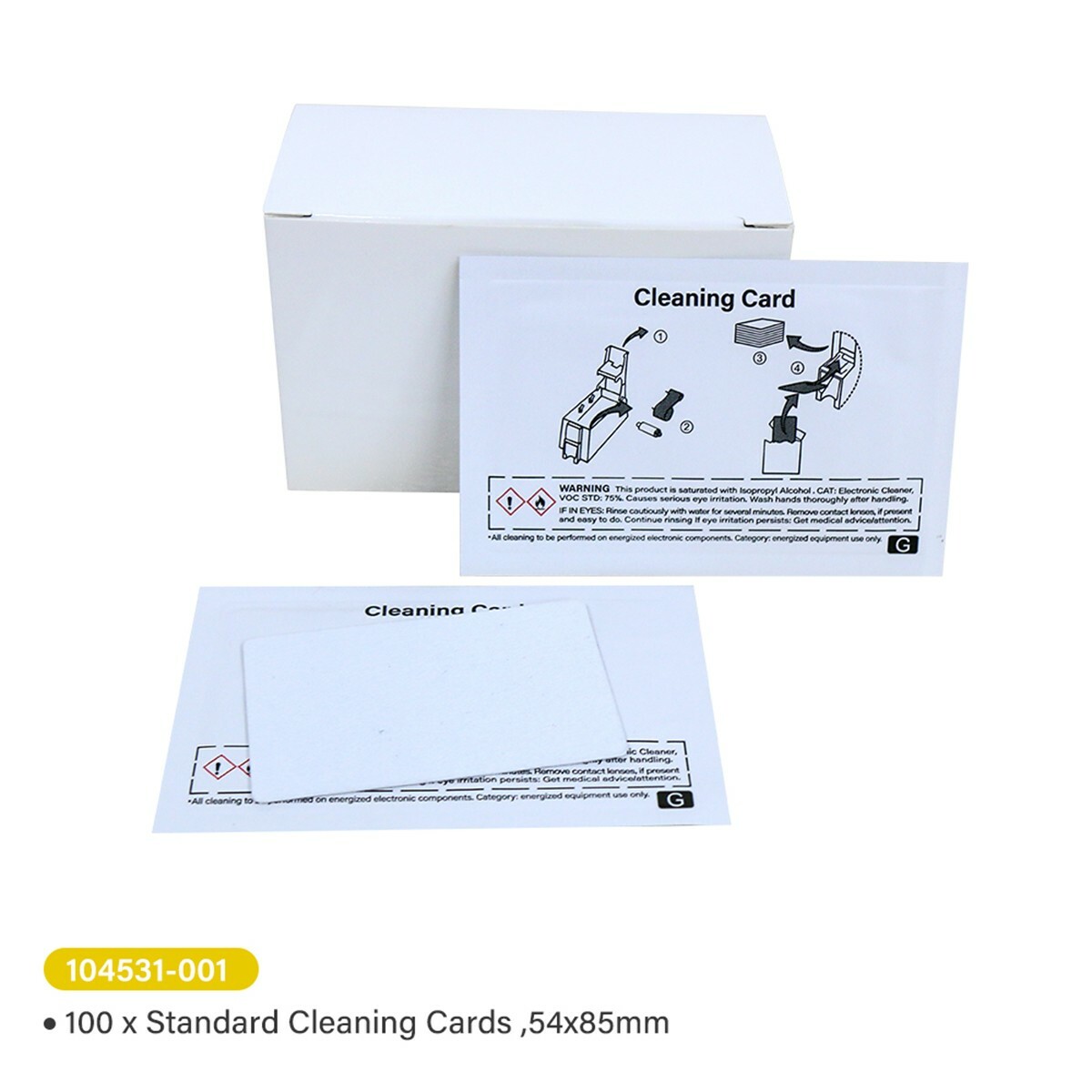 100pcs/Box CR80 Cleaning Cards Kit  for Zebra Technologies 104531-001 