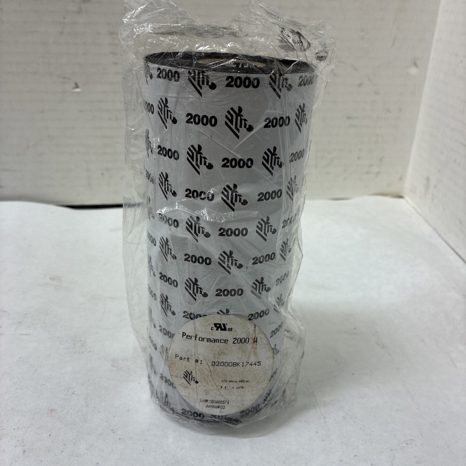 OEM Zebra Performance 2000 Wax Ribbon Black Roll # 02000BK17445 6.85" x 1475'
