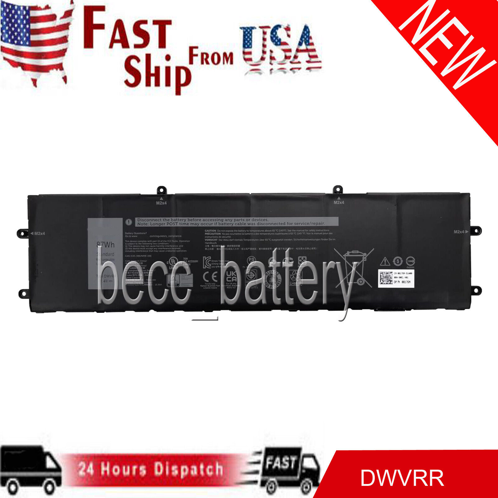 New Battery for Alienware X15 R1 NAWX15R101 Inspiron 16 7620 2-in-1 DWVRR