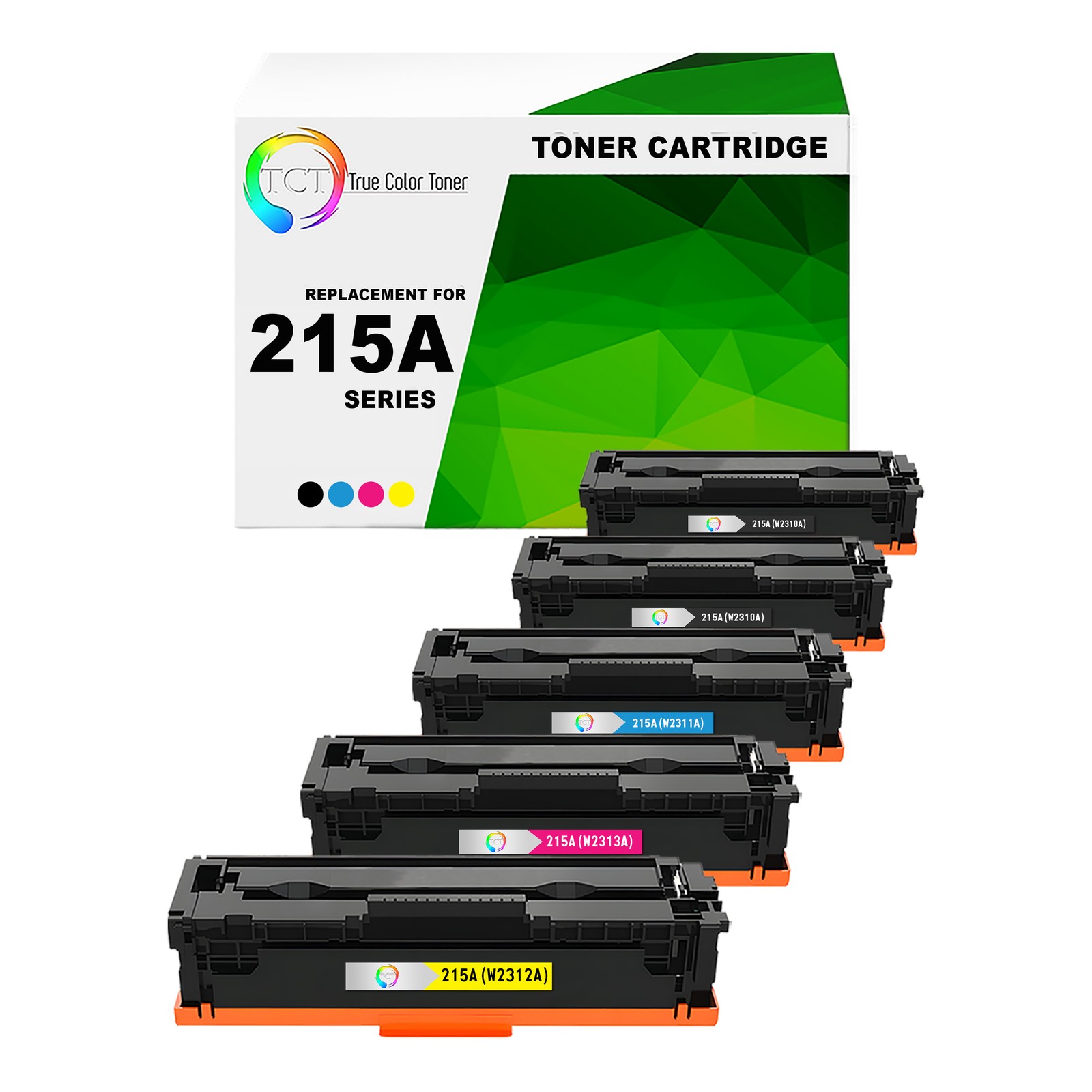 5 Pk TCT Premium 215A BCYM for Compatible HP LaserJet M155 Toner Cartridge- Not