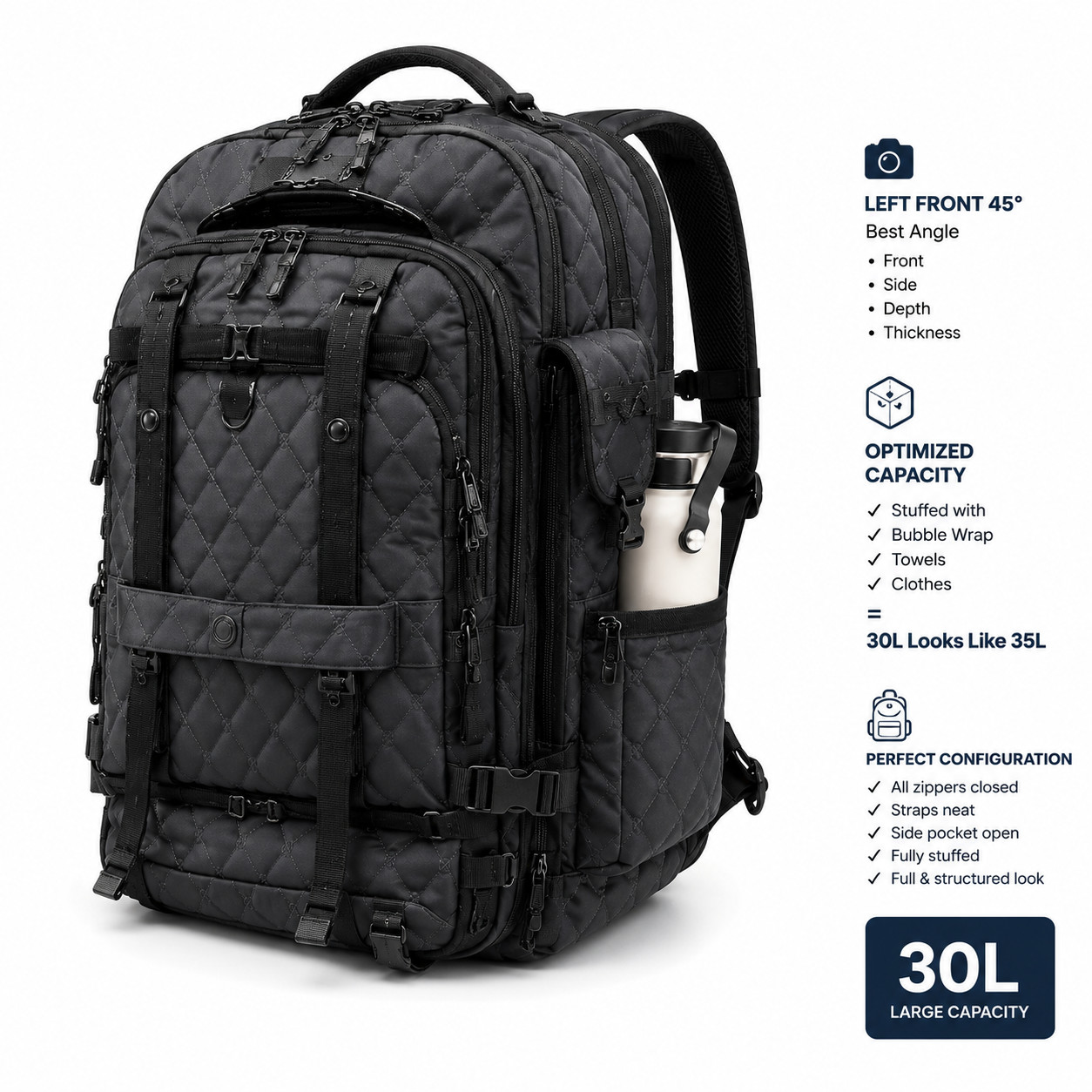 30L Travel Backpack Carry On Laptop Backpack Business Weekender Bag USB
