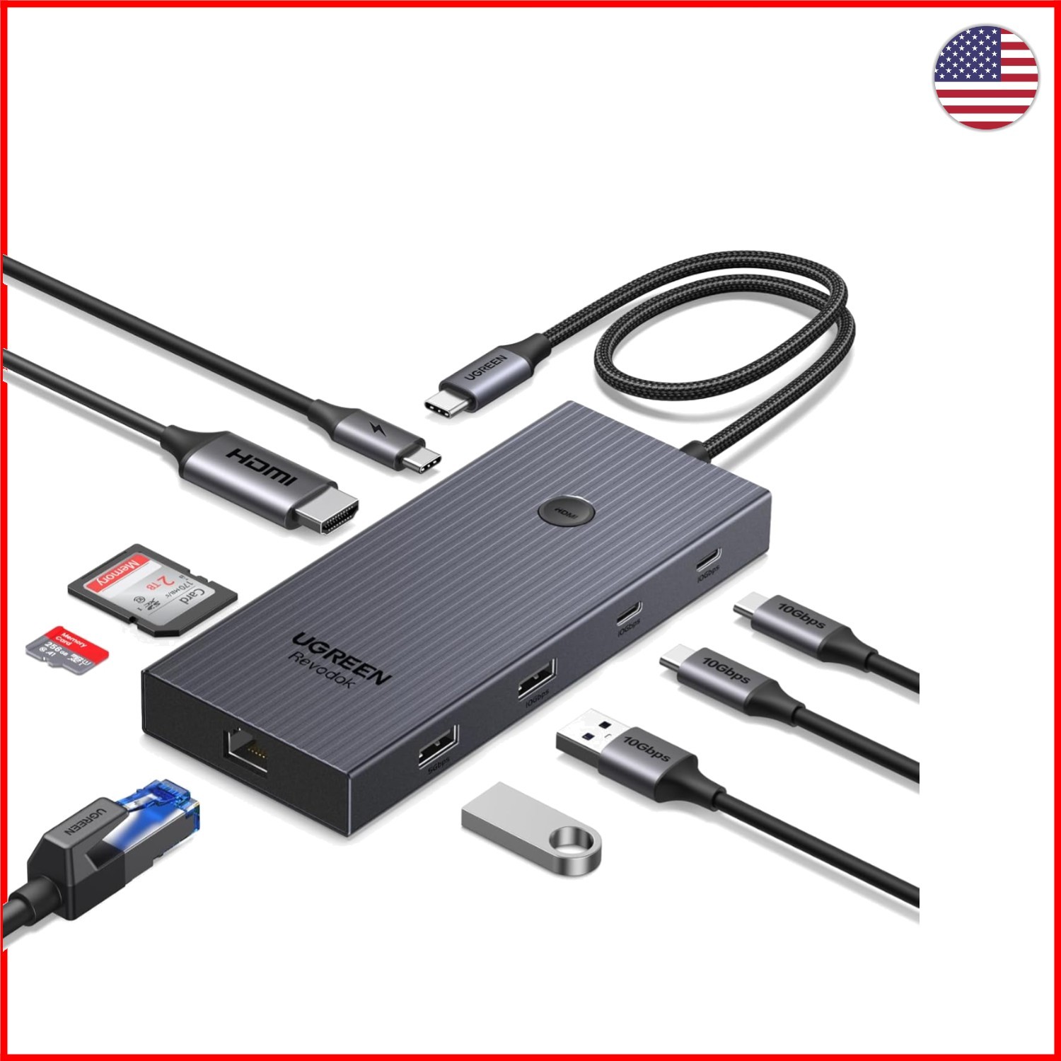 Versatile 9-in-1 USB-C Hub with 100W Charging & Fast Data Transfer Capability