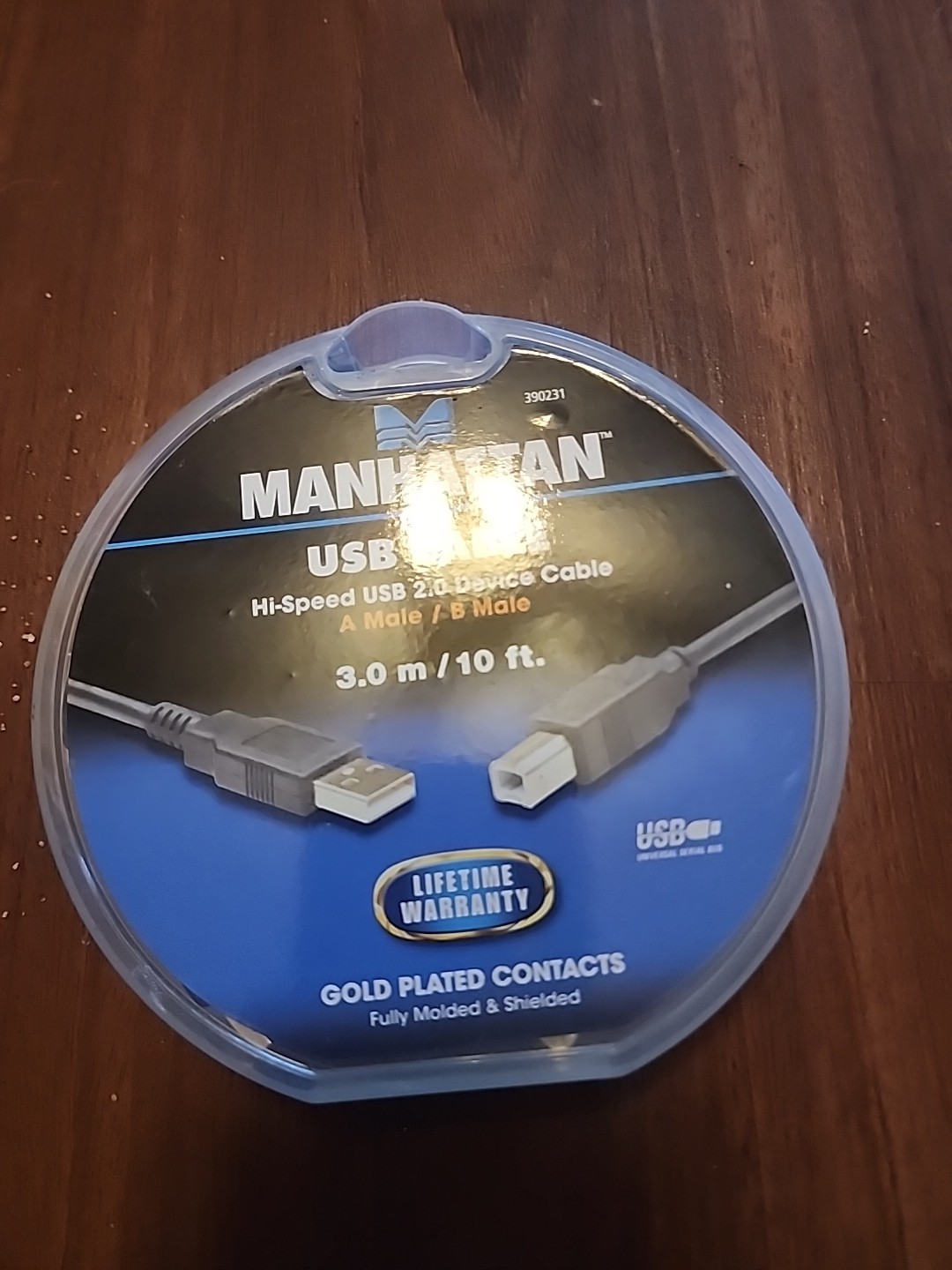 Manhattan 6-Feet Hi-Speed USB Cable A Male/Mini-B Male, Gold Plated Contacts