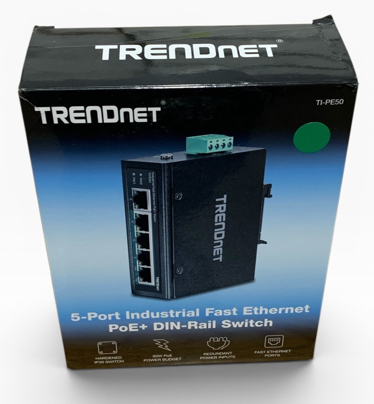 TRENDnet TI-PE50 5-Port Industrial Fast Ethernet PoE+ DIN-Rail Switch