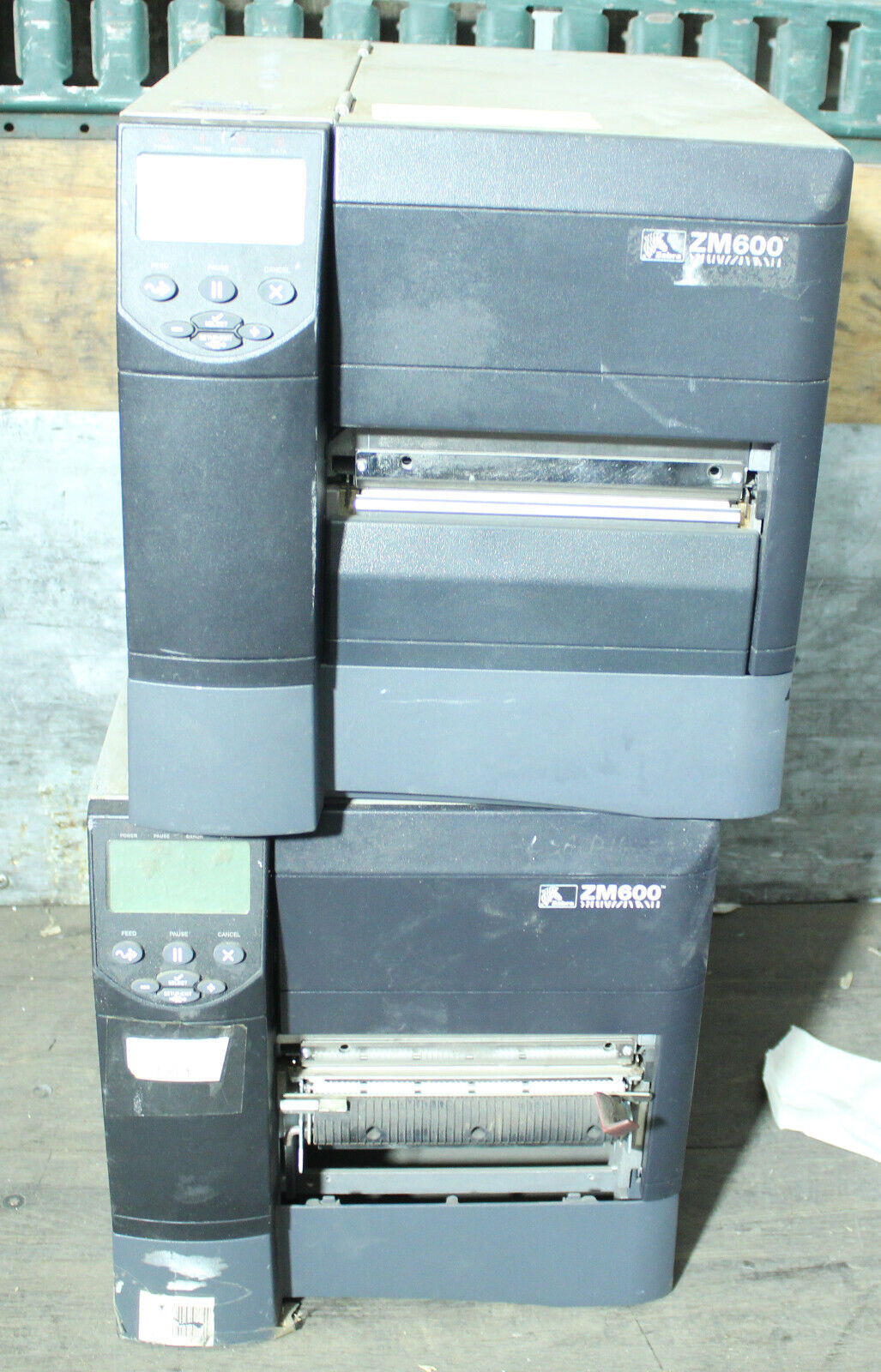 Lot of 2 Zebra ZM600 Thermal Printer ZM600-3001-0100T- FOR PARTS