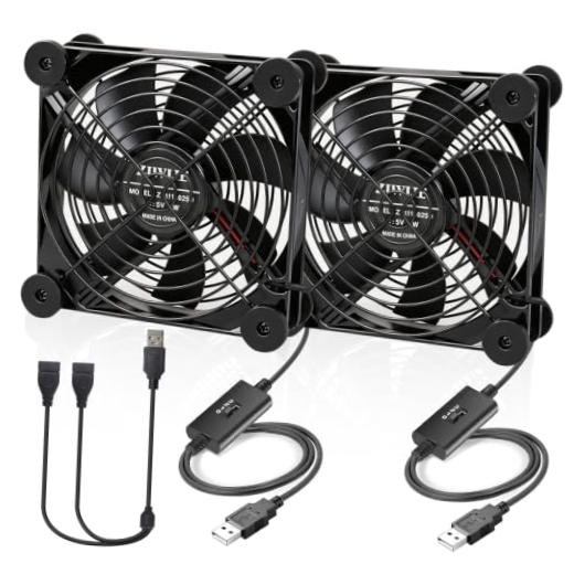 Quiet Dual 120mm USB Fan 5V with USB Extension Cable Dual Ball Bearings
