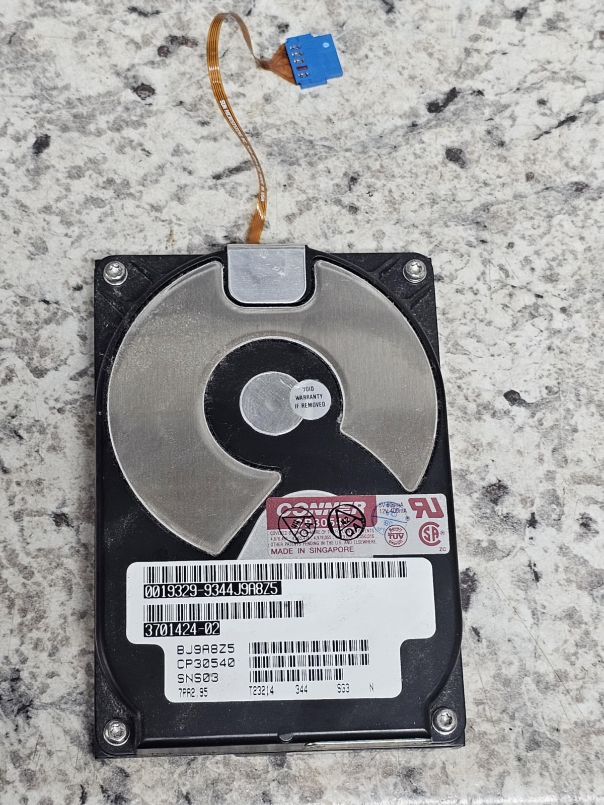 Conner hard drive CP30540 535MB SCSI Dual Apple/SUN Micro Systems 370-1424-02