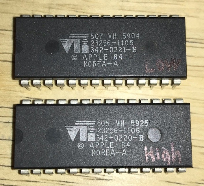 RARE 1984 Apple Macintosh 128K Original ROM Set Low/High Version B TESTED NICE