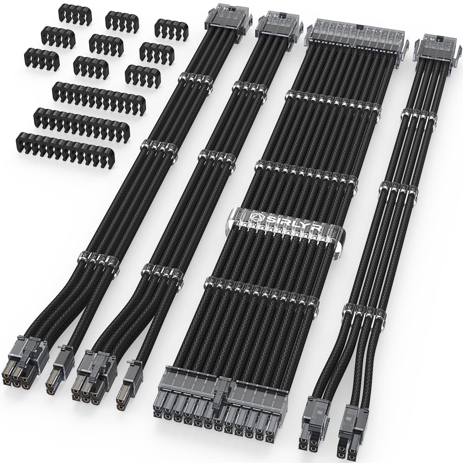 16AWG PSU Cable Extension Kit 24 Pin ATX 8 Pin EPS Dual PCIe Nylon Braided