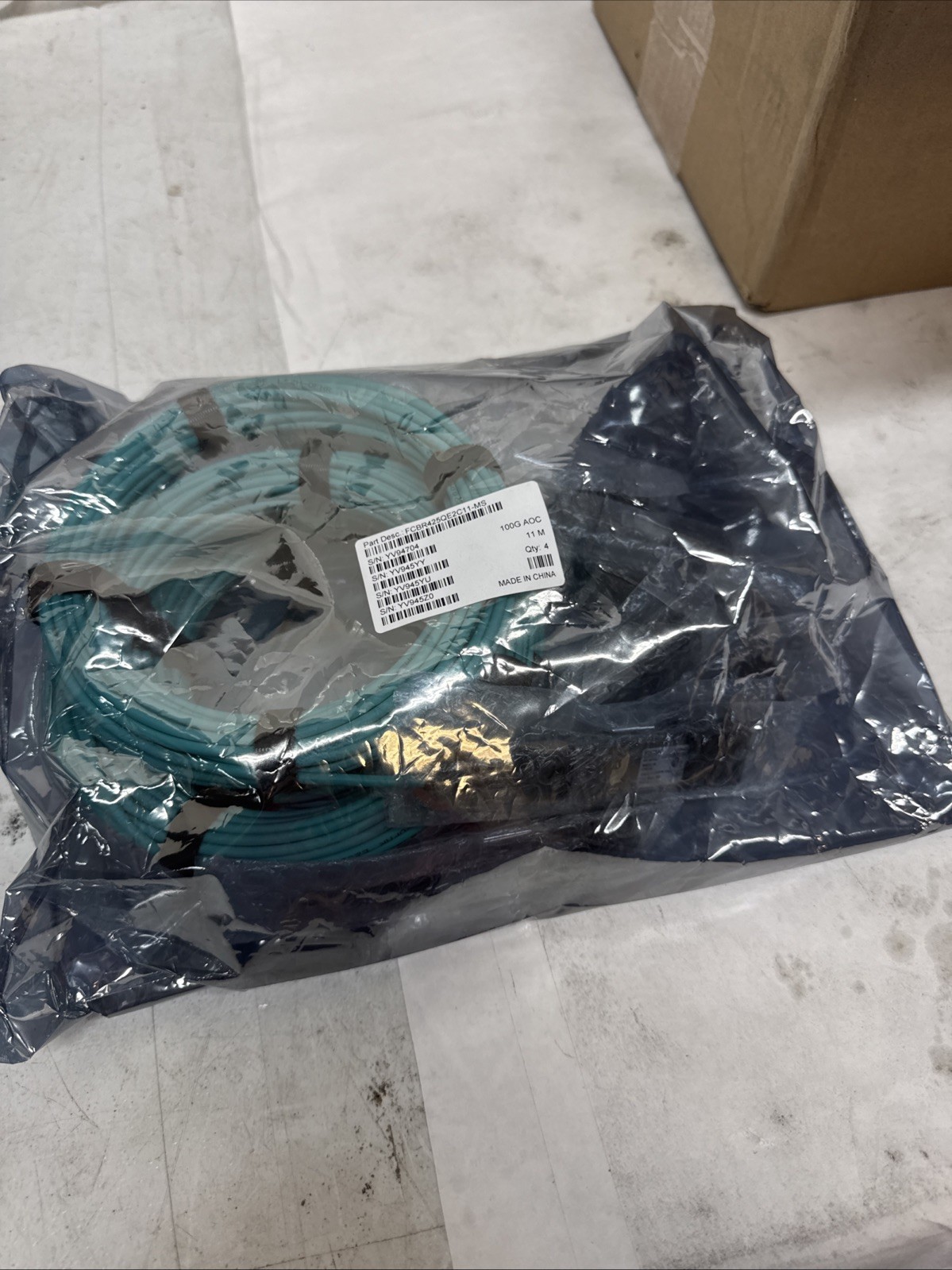4-Pack NEW Finisar 100Gbps QSFP - QSFP Active Optical Cable 11M FCBR425QE2C11-MS