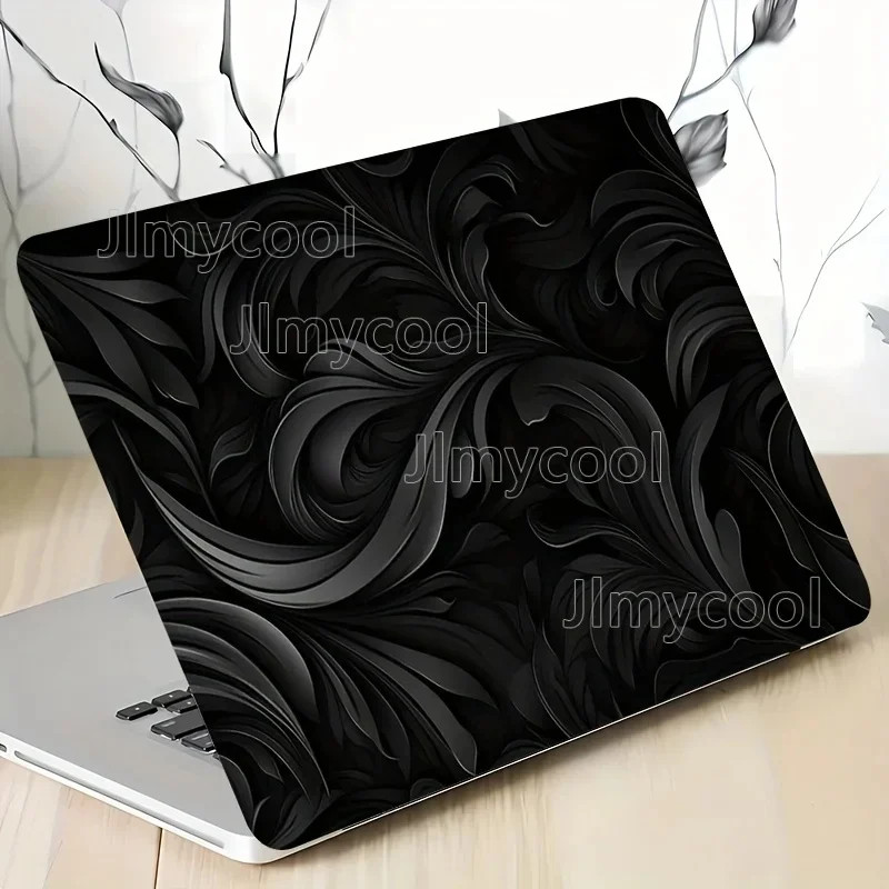 2 Pack Elegant Black Floral Laptop Skins PVC Perfect for Laptop Car Helmet