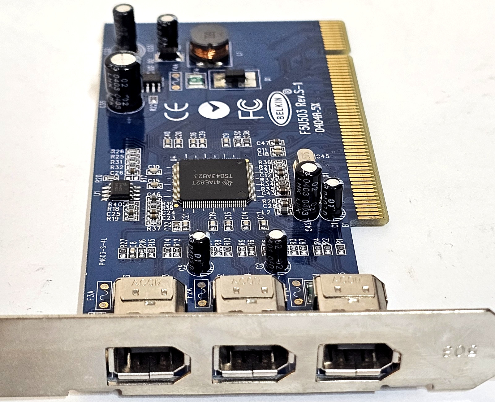 Mac or PC 3-Port Belkin Firewire 400 PCI Card F5U503 Rev. S-1 IEEE 1394 Windows