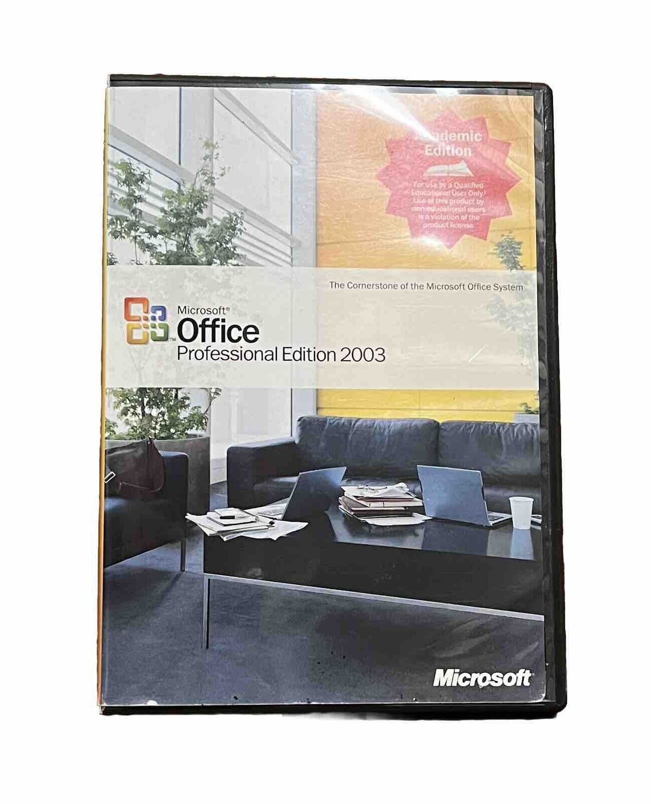 Microsoft Office 2003 Professional Edition w/ Product Key and Manual 2 Discs VGC