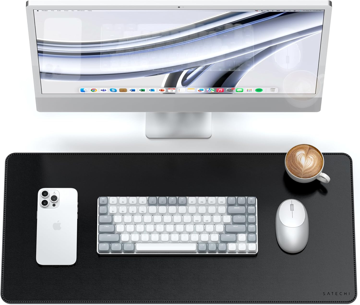 Satechi Vegan-Leather Desk Mat, Scratch and Water Resistant, Black