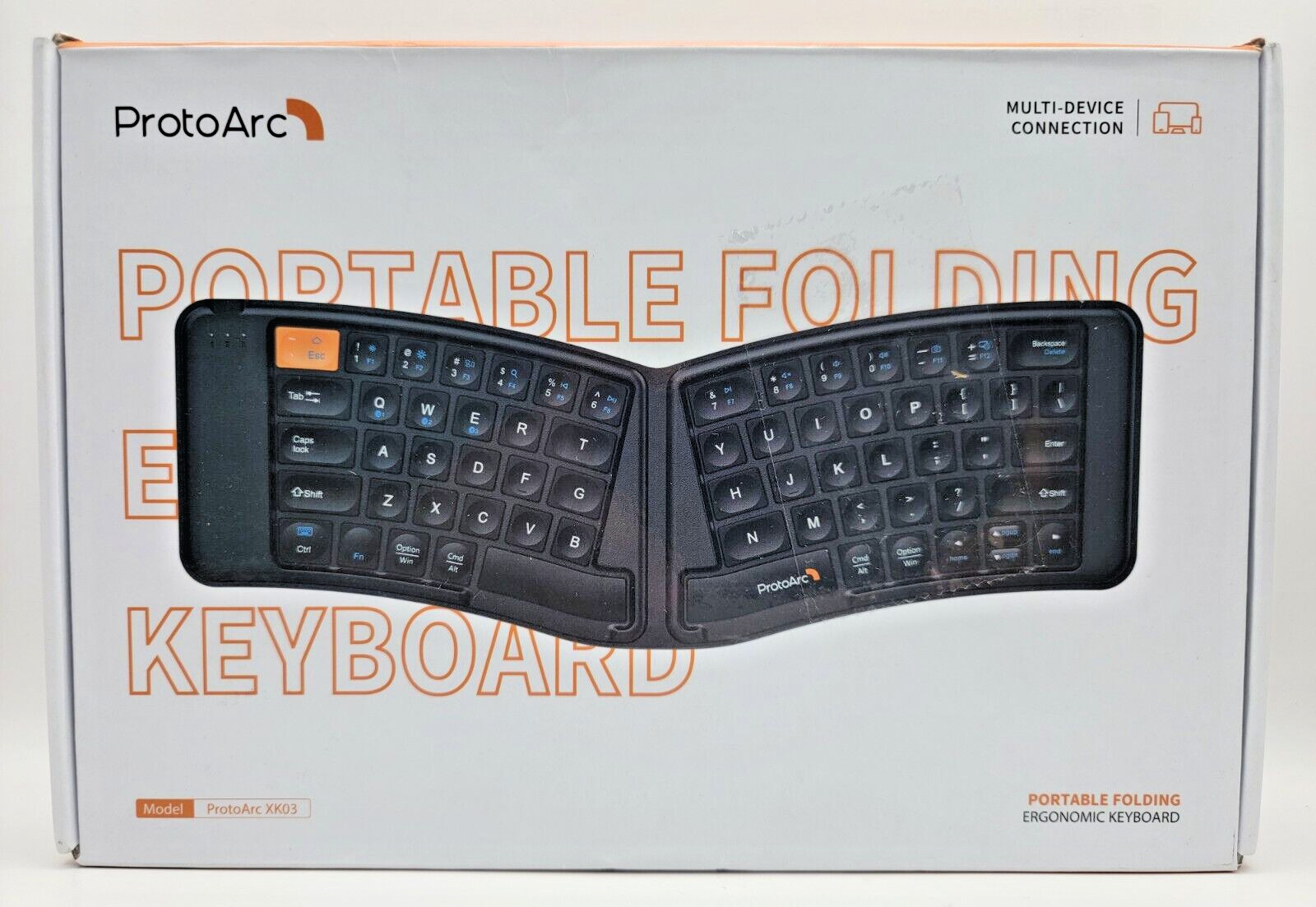 ProtoArc Portable Folding Ergonomic Keyboard XK03 Bluetooth Wireless Black