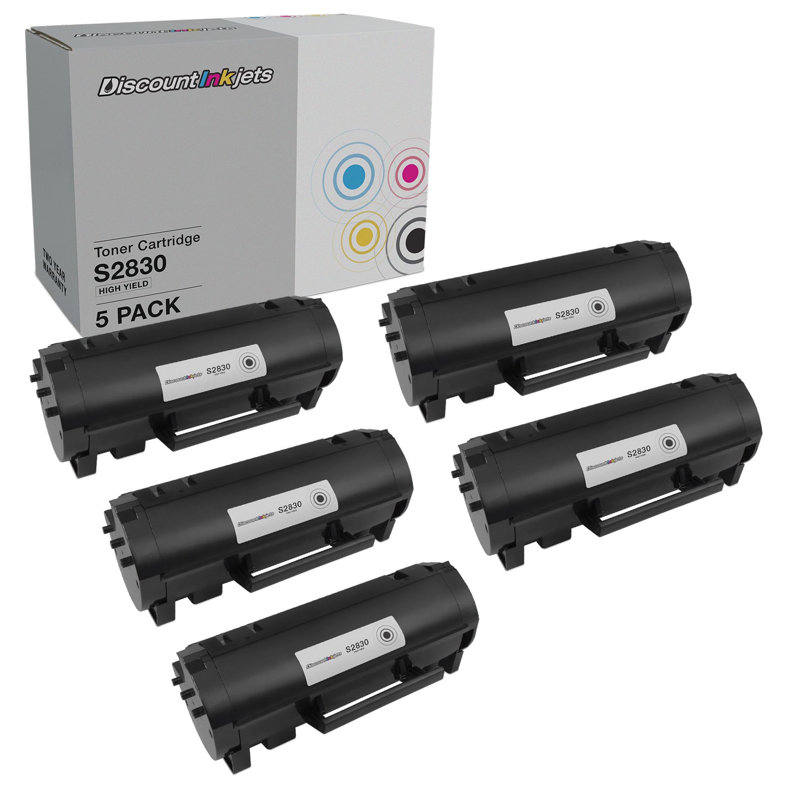 Toner Cartridge Replacement for Dell S2830dn 593-BBYP HY (Black 5-Pack)