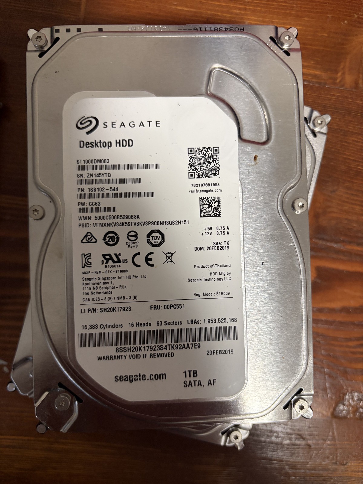 Seagate Barracuda ST1000DM003 1 TB,Internal,7200 RPM,3.5 inch Hard Drive