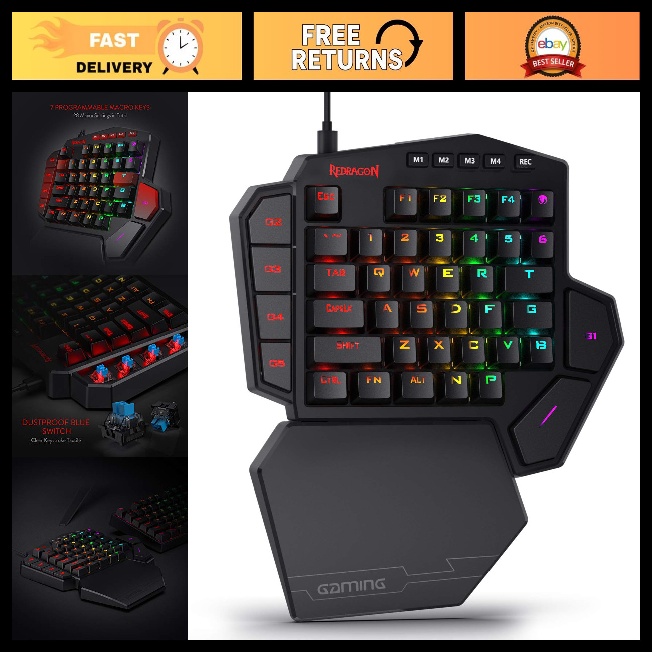 Wired One-Handed RGB Gaming Keypad - Tactical 42-Key Layout for Gamers