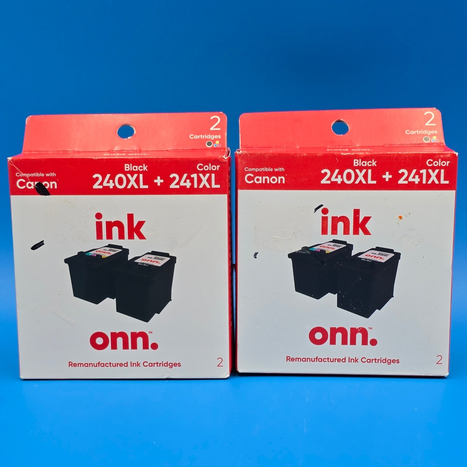 Lot of 2 Onn Reman Ink for Canon 240XL Black 241XL Color 4 Cartridges Total