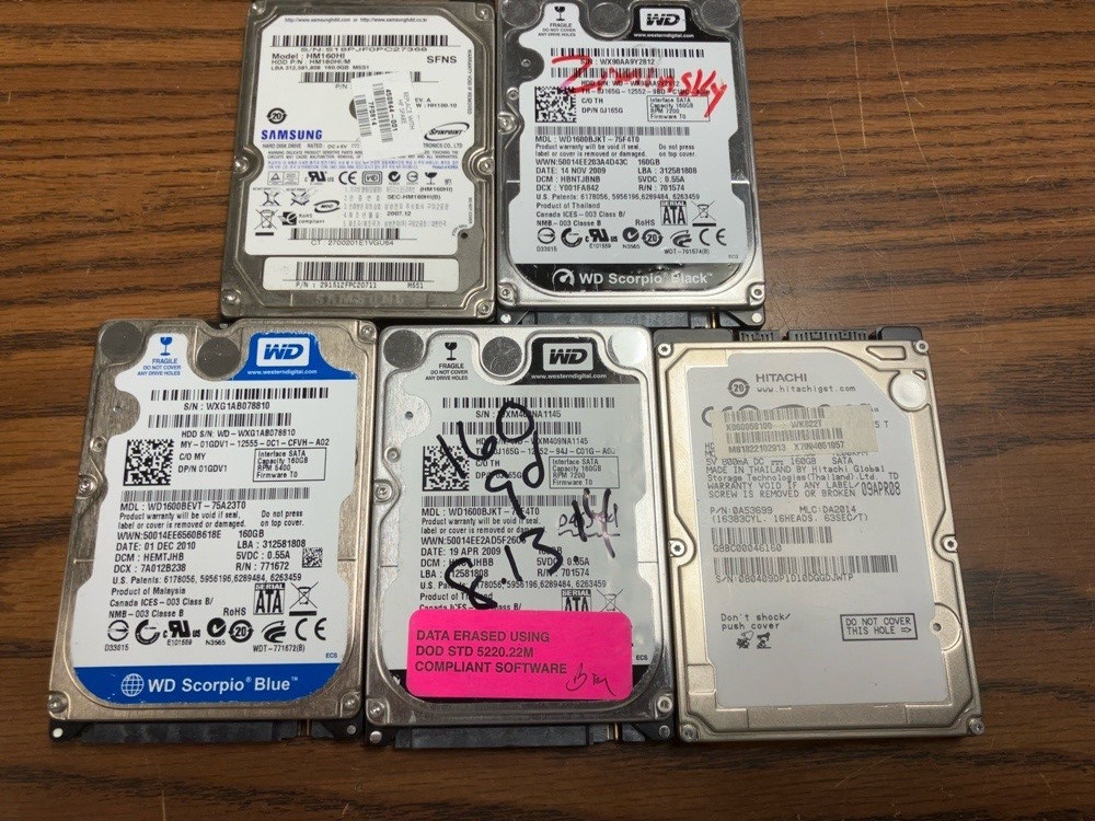 Lot of 5 160GB 2.5" SATA Laptop Hard Drives HDD Tested Working Mixed Brands