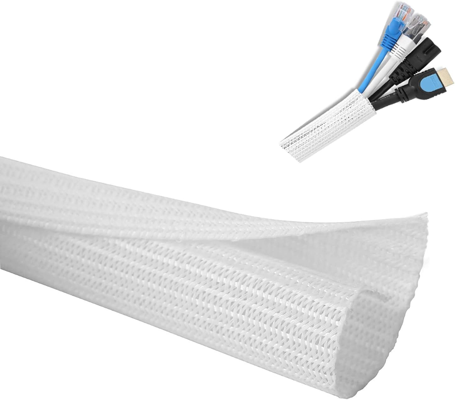 10Ft - 1/2 Inch Diameter Cord Protector,  Cable Management Sleeve Wire