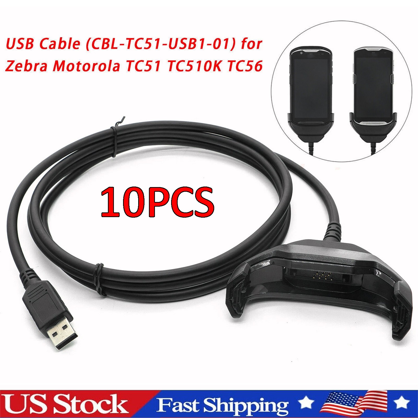 10PCS USB Cable (CBL-TC51-USB1-01) Replaces for Zebra TC51 TC510K TC56 TC52 TC57