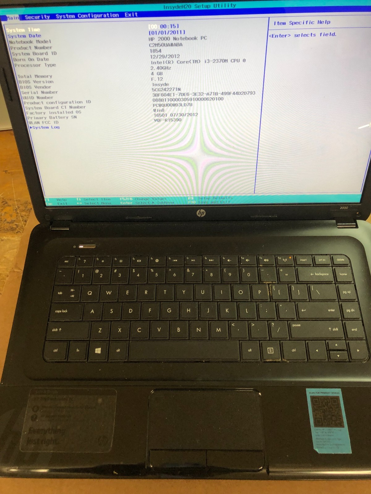 HP 2000-2b27NR Laptop