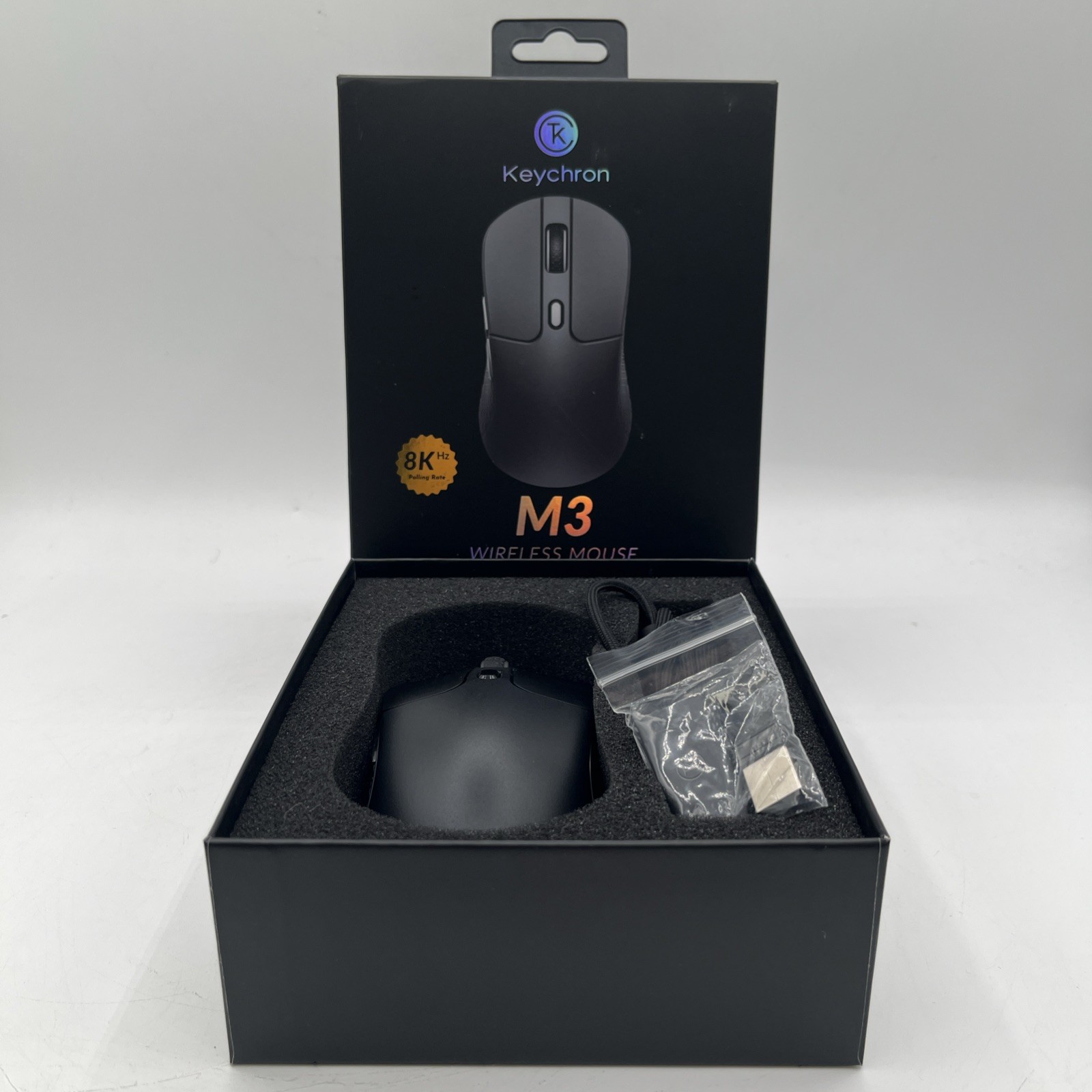 Keychron M3 Wireless Mouse Ergonomic, RGB, Optical Sensor, Black