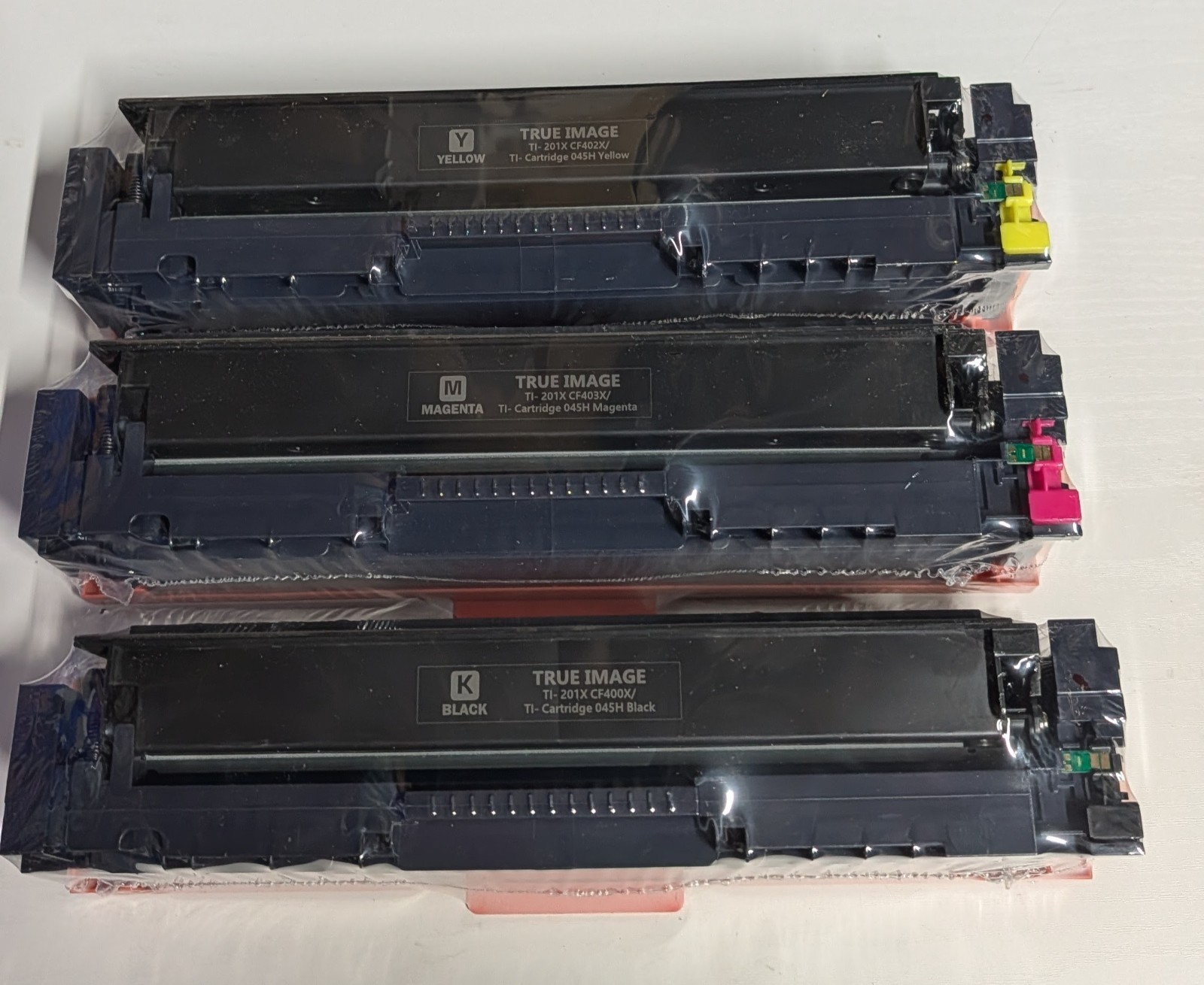 TRUE IMAGE HP 201X Canon 045H Toner Set Black Yellow Magenta NO Cyan New
