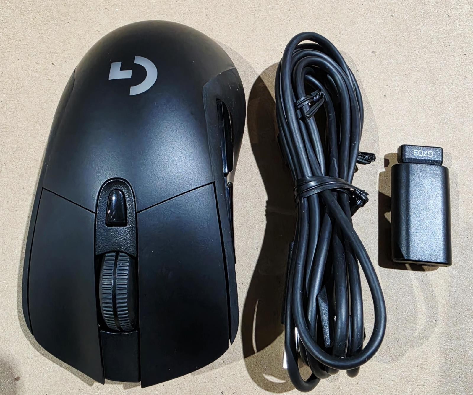Logitech G703 HERO LIGHTSPEED Wireless Gaming Mouse Black Receiver Cable Tested