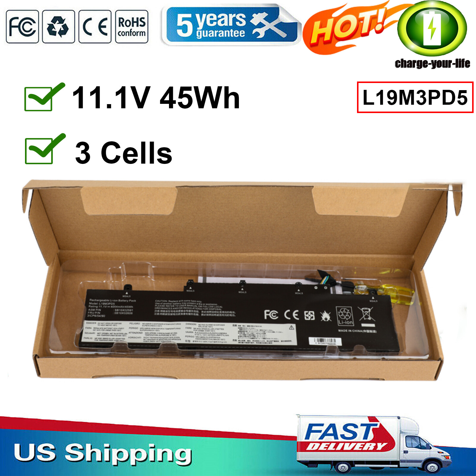 L19M3PD5 L19C3PD5 L19D3PD5 Battery For Lenovo ThinkPad E14 E15 Gen 2 20T6 45Wh