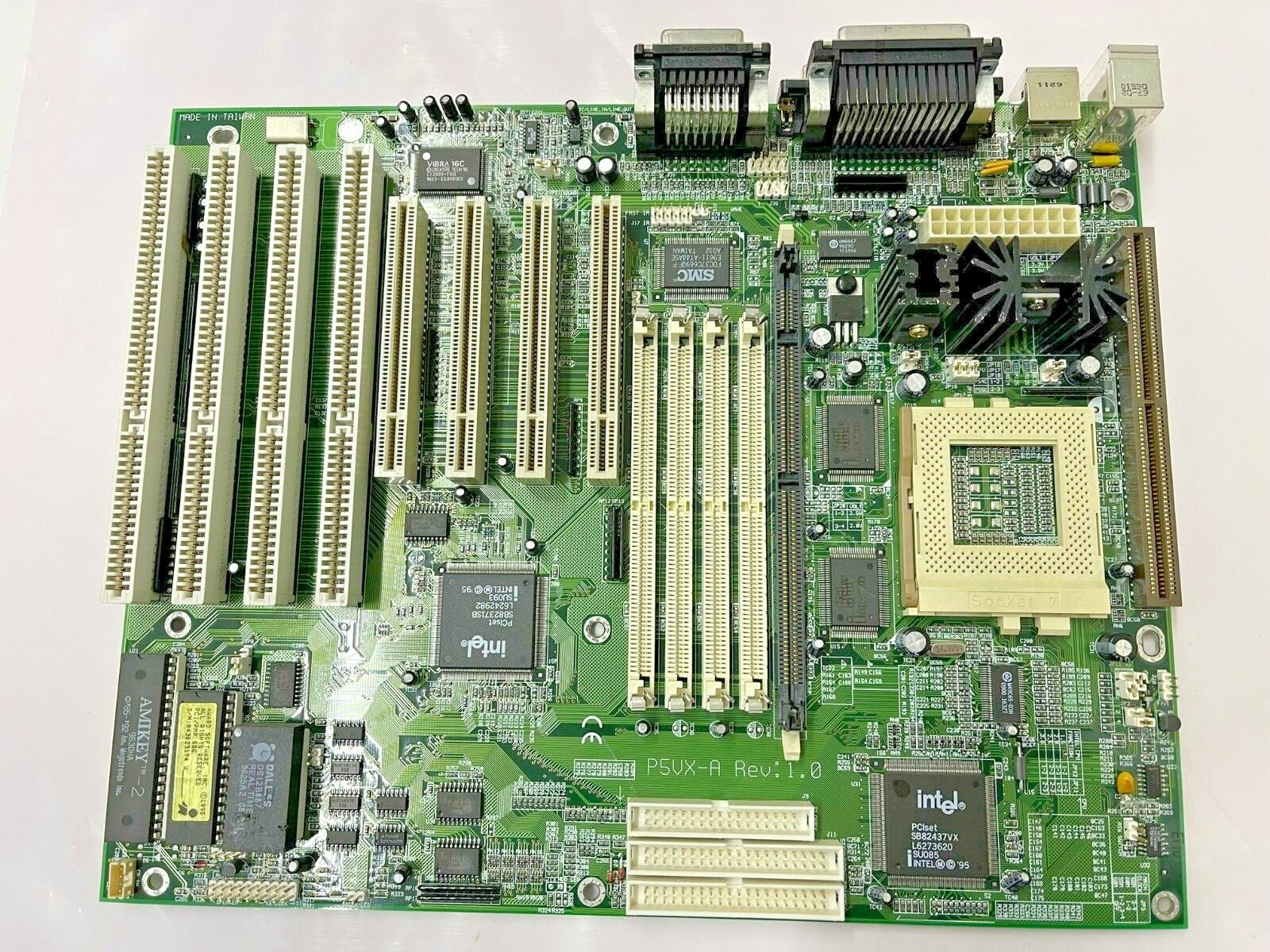 RARE VINTAGE ECS P5VX-A R1.0 SOCKET 7 ATX MOBO PENTIUM AMD CYRIX SOUND MBMX12