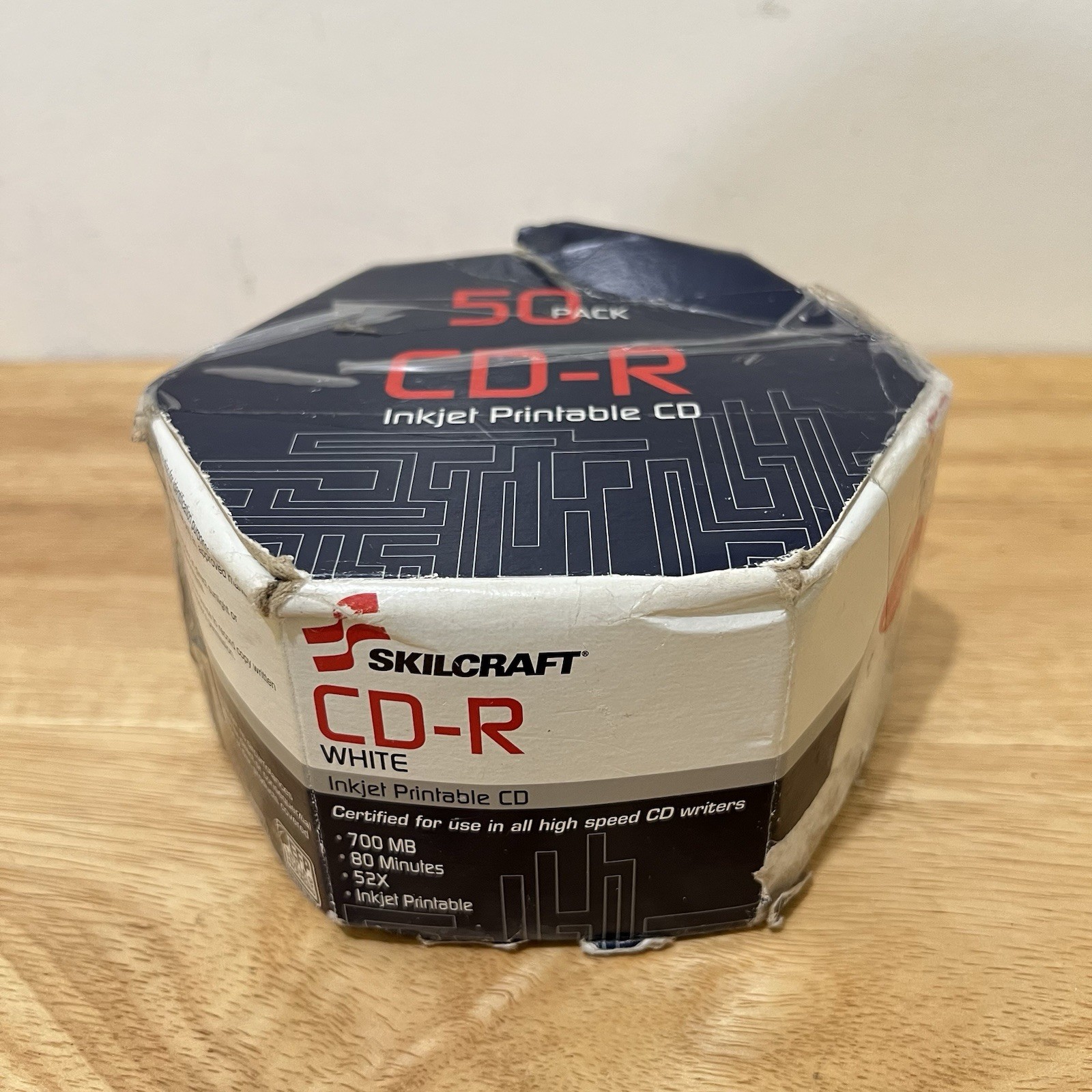 Skilcraft CD Recordable Media - CD-R - 52x - 700 MB White-Inkjet printable 50-pk