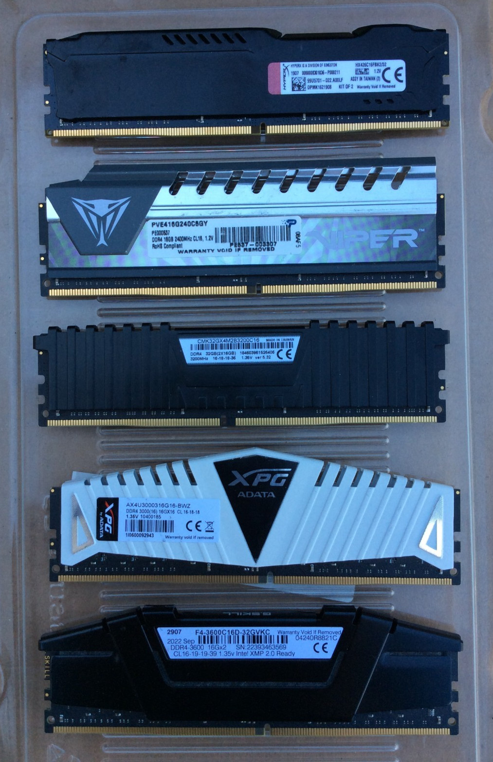 Lot of 5 ~ Gaming 16GB DDR4 PC4 Desktop Memory RAM Mix Models, Mix Speed ~Tested