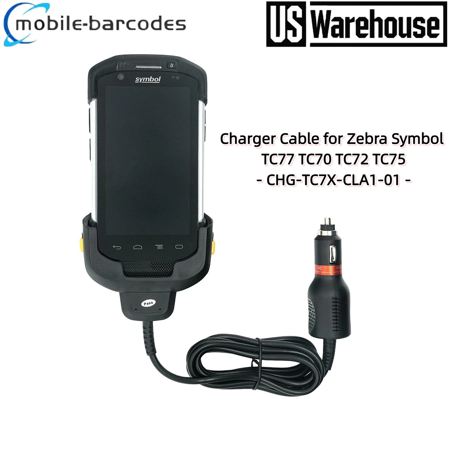 New Vehicle Auto Charger Cable For Zebra TC77, TC70, TC72, TC75 CHG-TC7X-CLA1-01