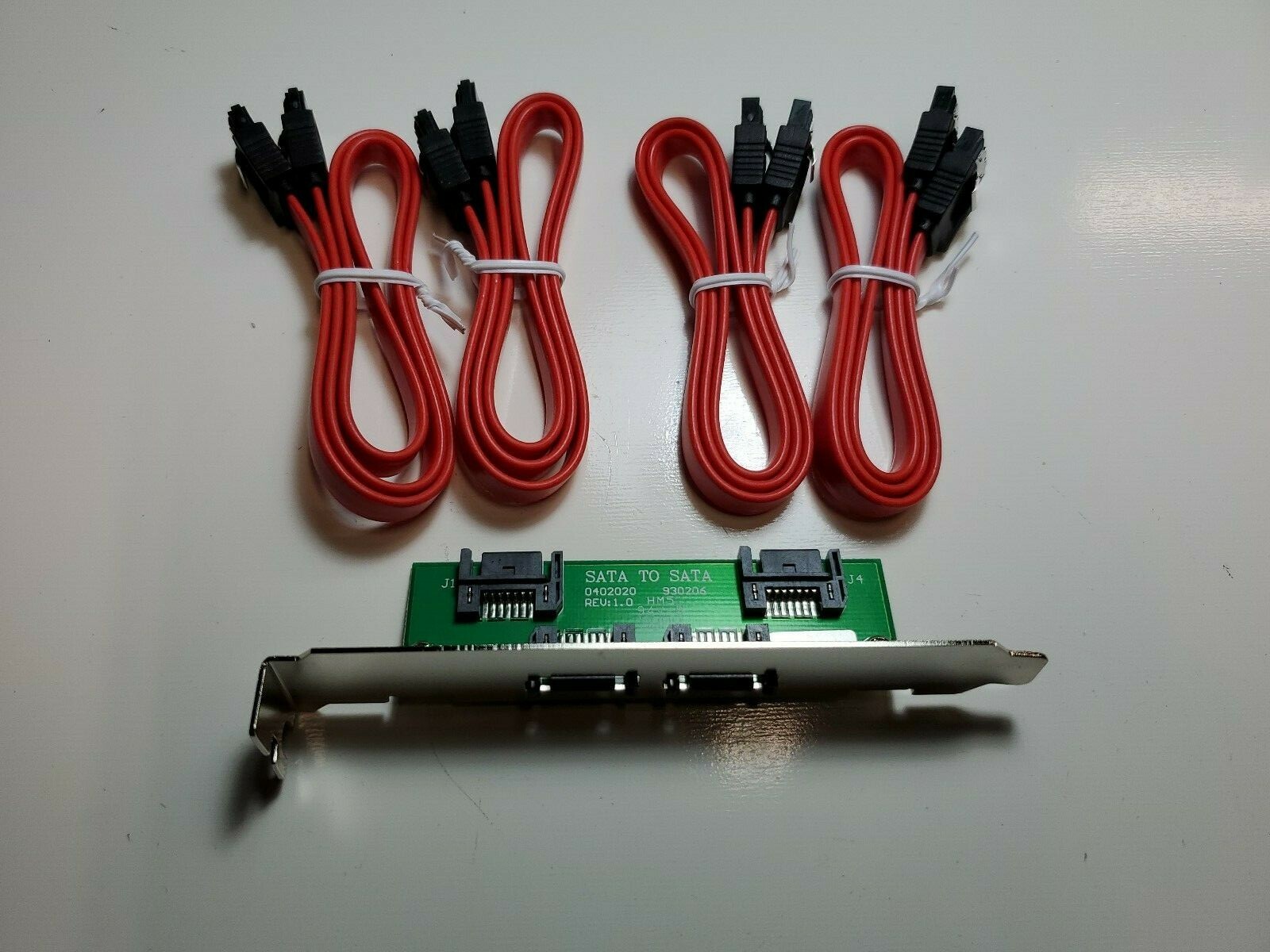 Dual Channel SATA To SATA Bracket + (4) 18 Inch Sata Cables.