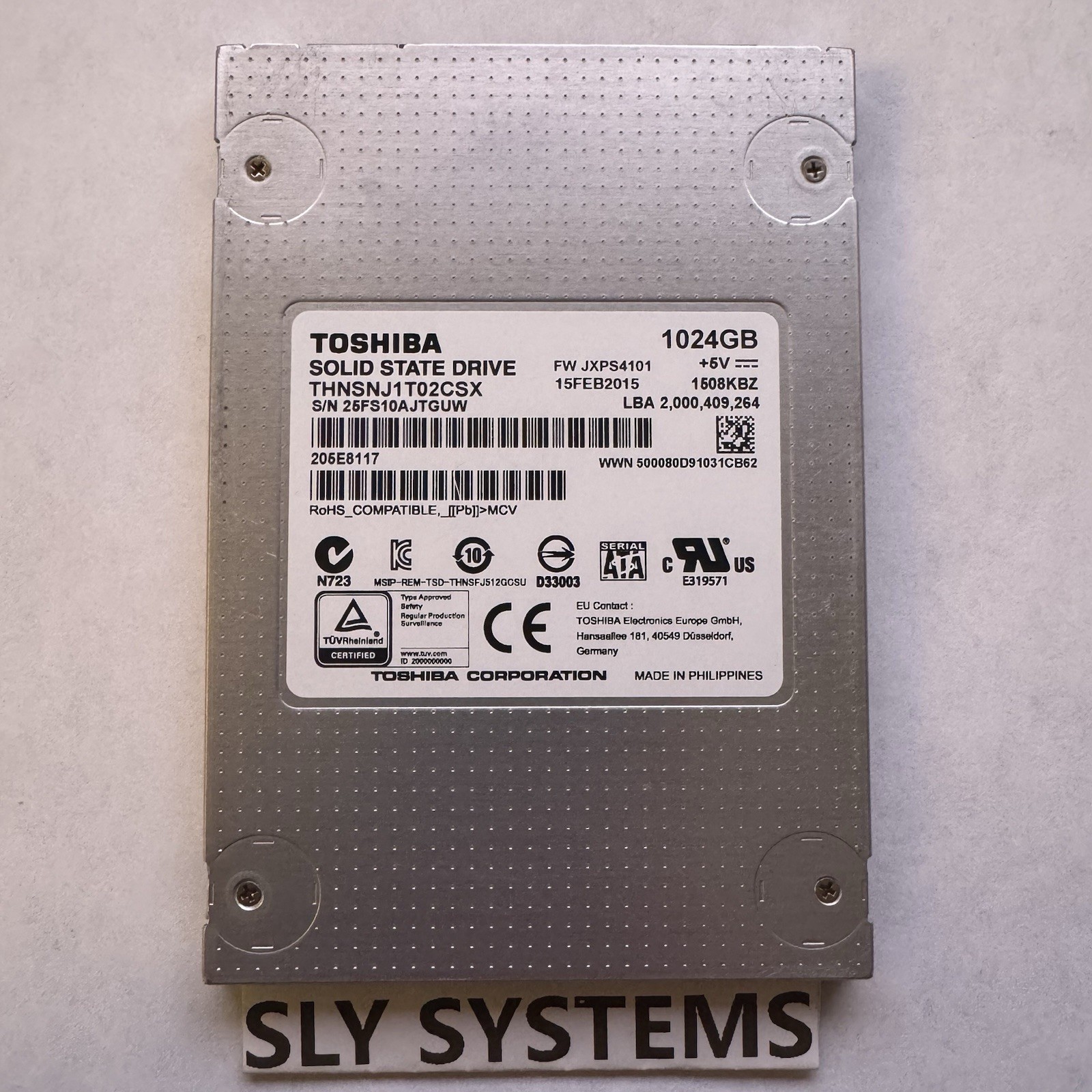 Toshiba 1024GB 2.5" SATA Internal SSD THNSNJ1T02CSX RoHS Compatible