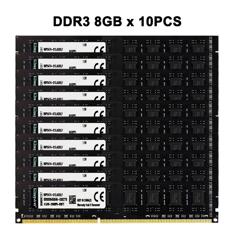 Kingston DDR3 80GB 1333 1600MHZ PC3 1.5V 240-Pin DIMM Desktop Memory RAM 10x8GB