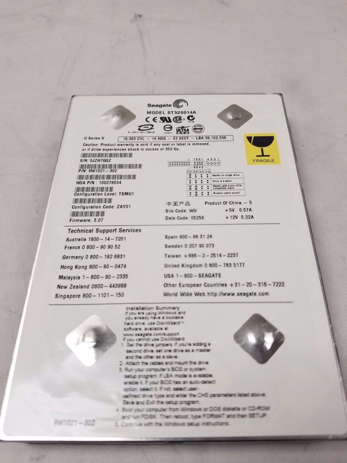 Seagate 20GB ST320014A 9W1021-302 3.5" IDE 5400 RPM Internal Hard Drive