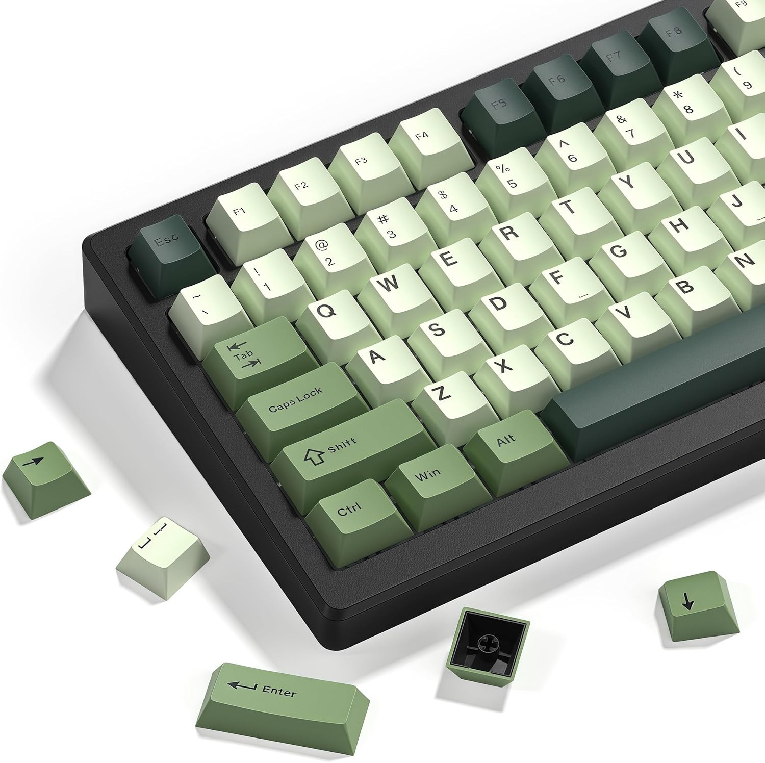 Dagaladoo Double Shot PBT Keycaps Green, Cherry Profile Keyboard Keycaps