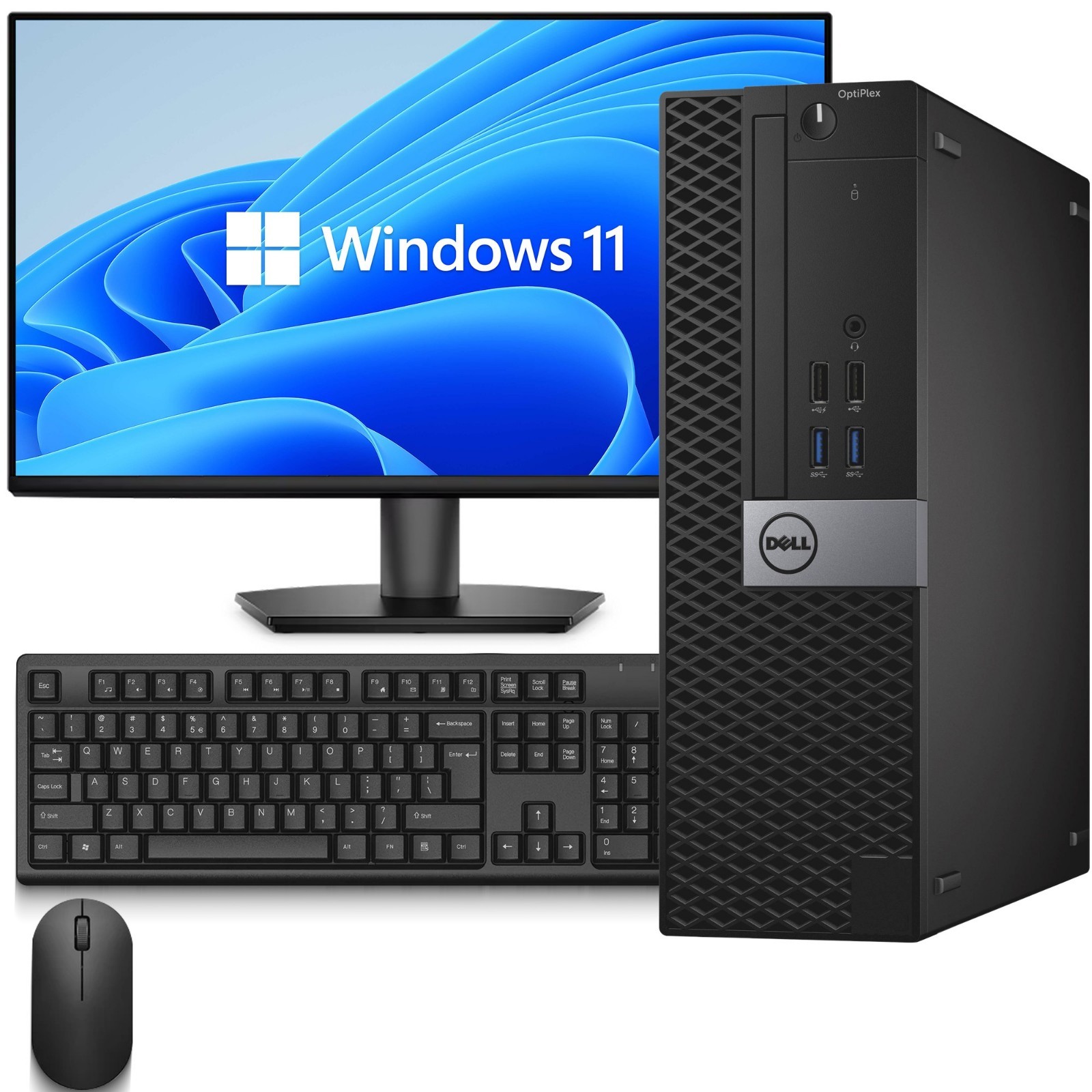 Dell 3040 Desktop PC i5-6th 16GB RAM 1TB SSD 500GB HDD 24" LED Wi-Fi KB&M Win 11